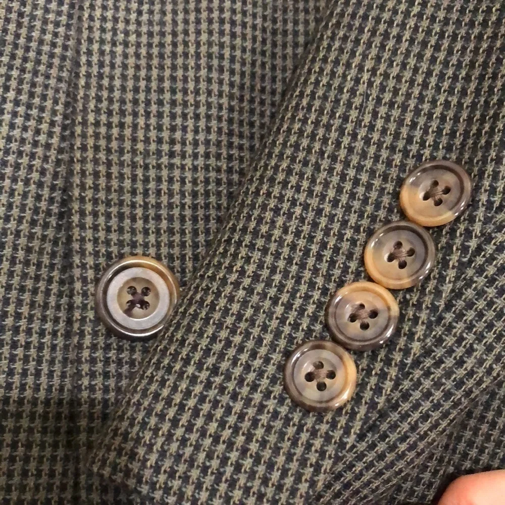 Oscar de la Renta Sports Coat Size 42S Brown Gray Crosshatch Pattern Wool